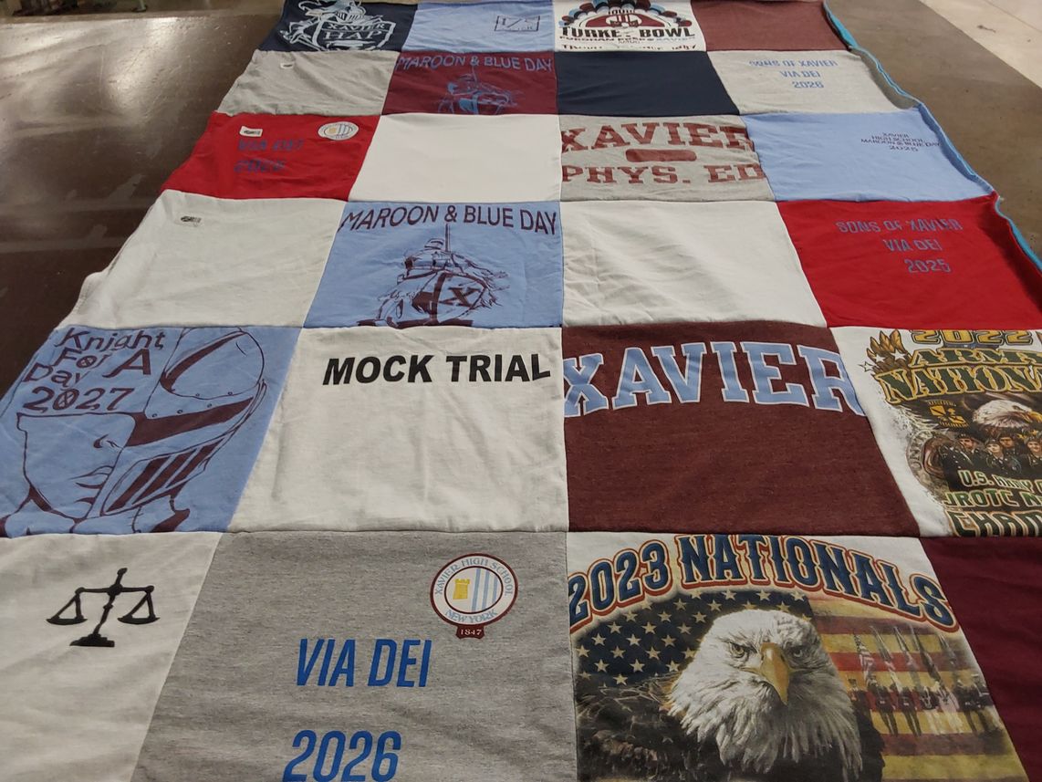 T-shirt quilt from xavier high school by Silvana from NY