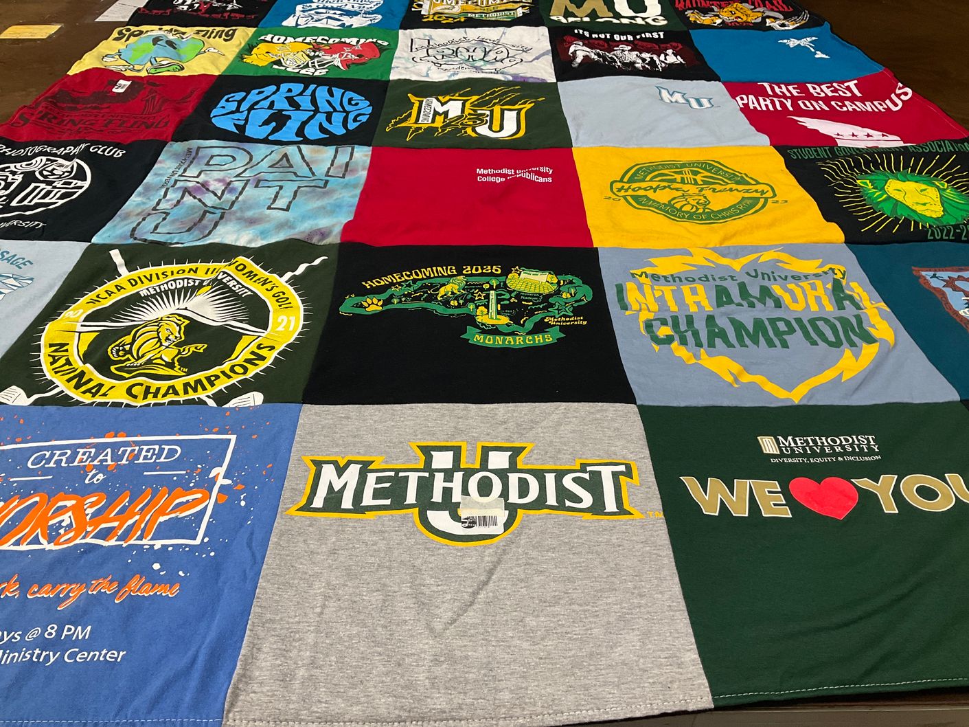 T-shirt quilt featuring methodist university golf team by Tammy from NC
