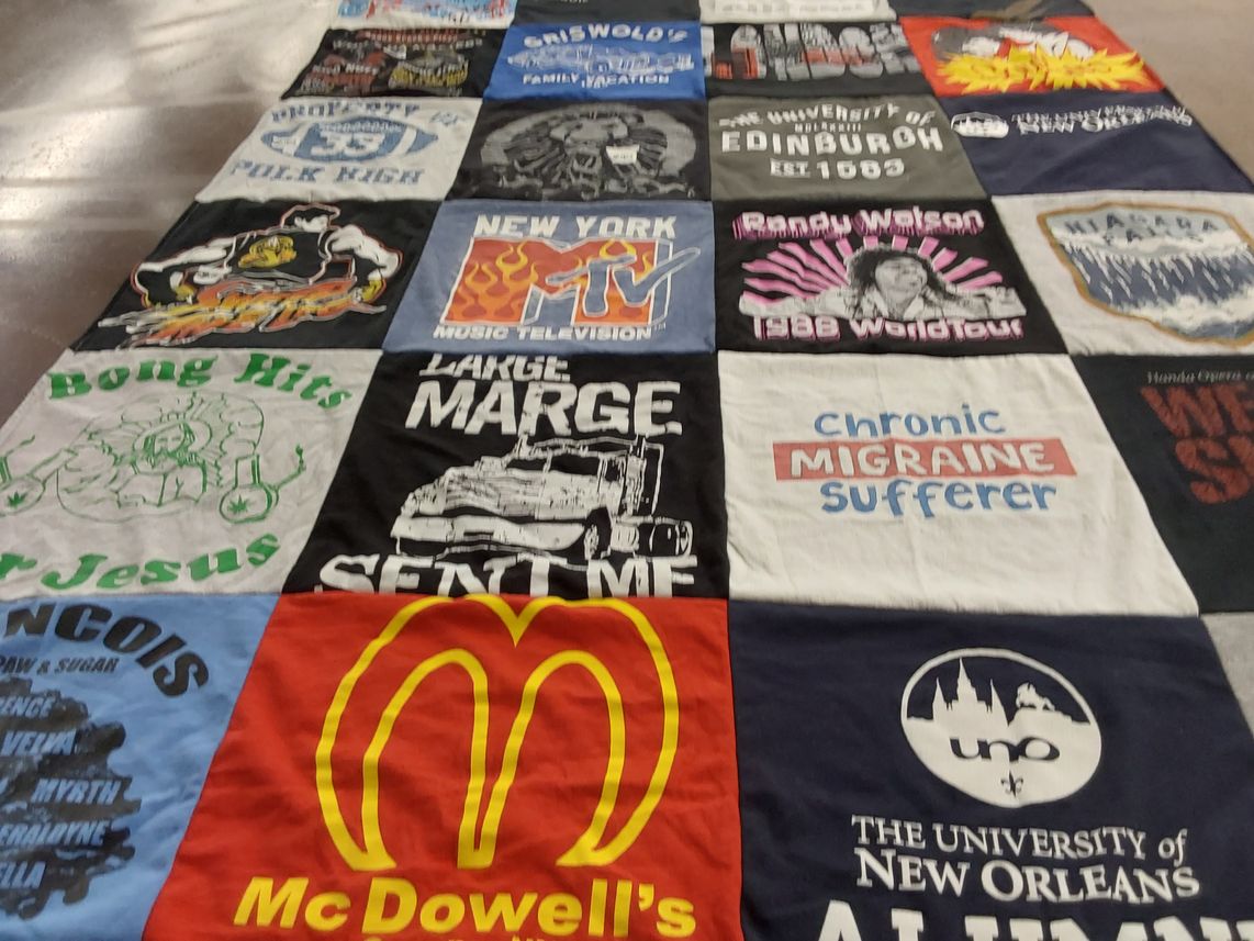 T-shirt quilt from university of edinburgh, university of new orleans by Danielle from LA