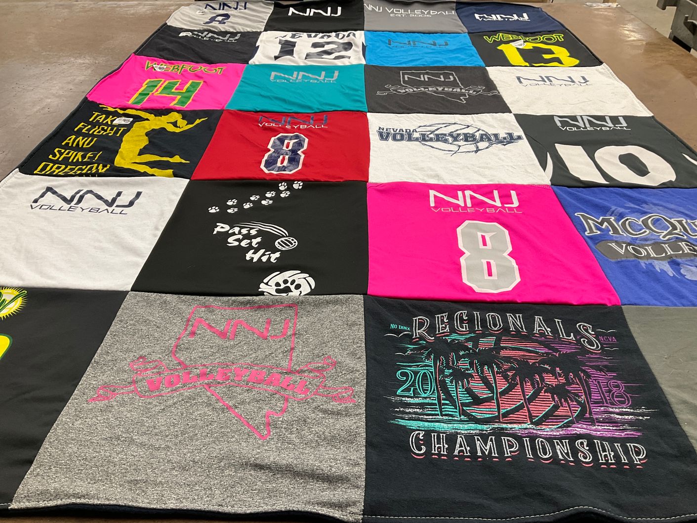 T-shirt quilt featuring nnj volleyball, mcquaid volleyball by Kevin from NV