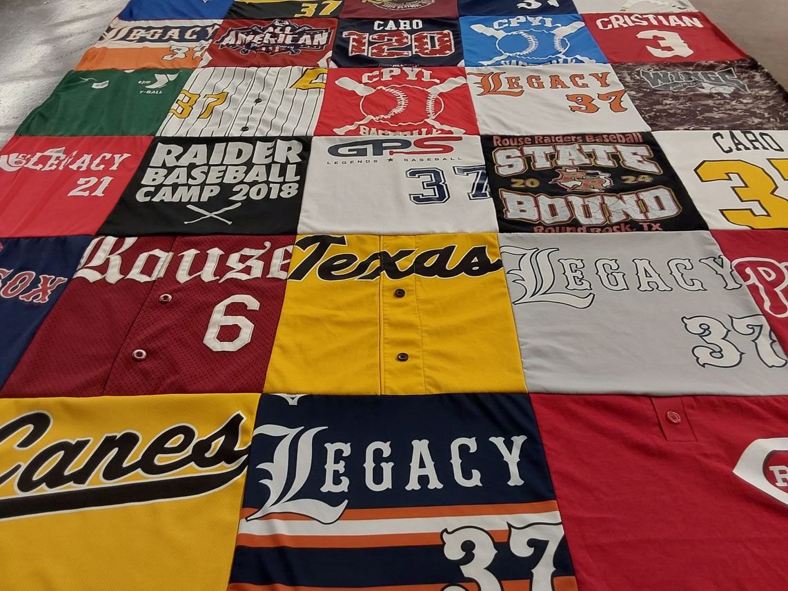T-shirt quilt from rouse high school, legacy high school by Jaime from TX