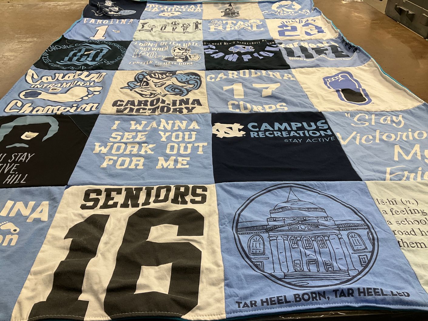 T-shirt quilt from university of north carolina by Sloan from FL