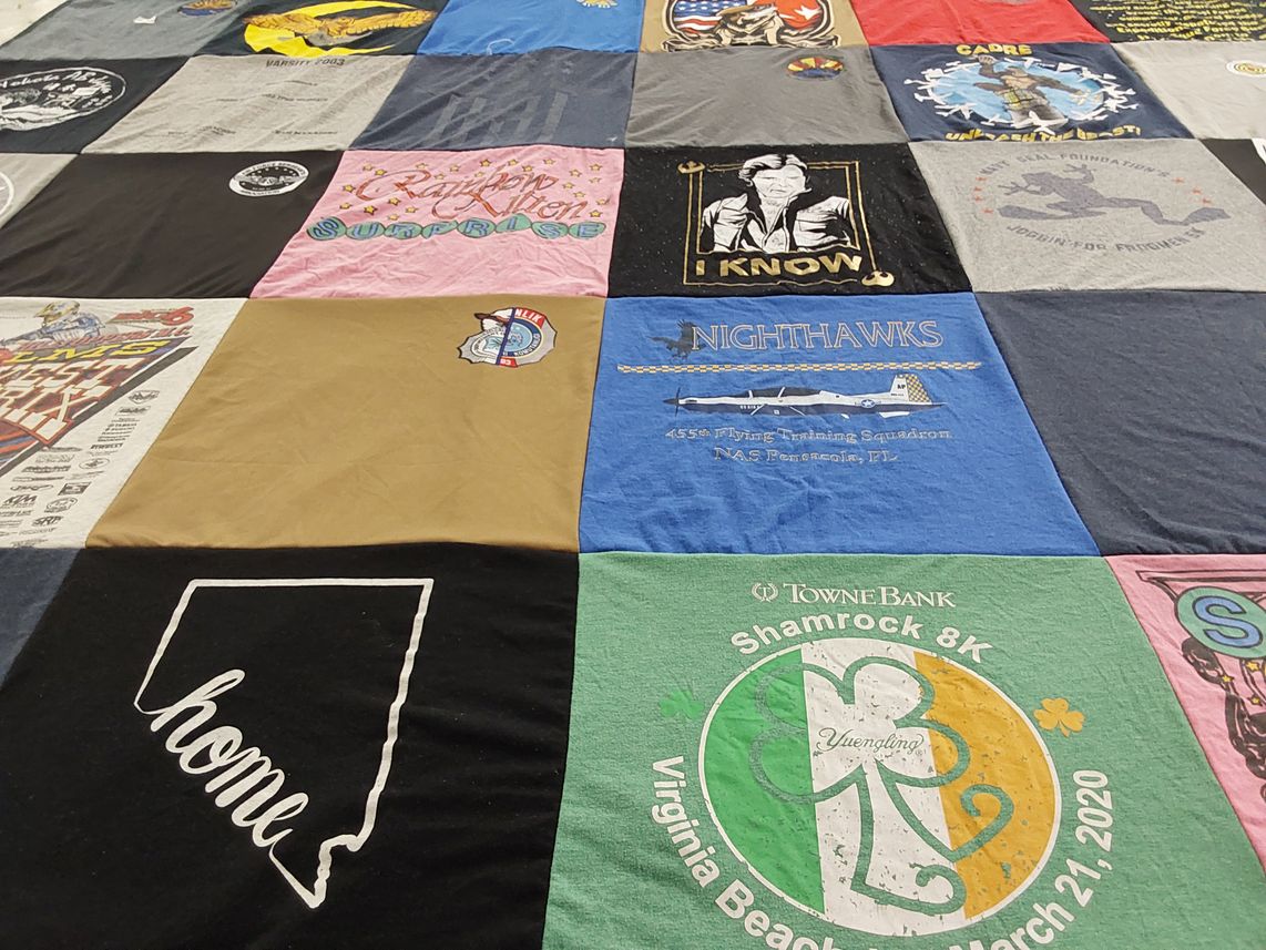 T-shirt quilt featuring 455th flying training squadron by Ann from AZ