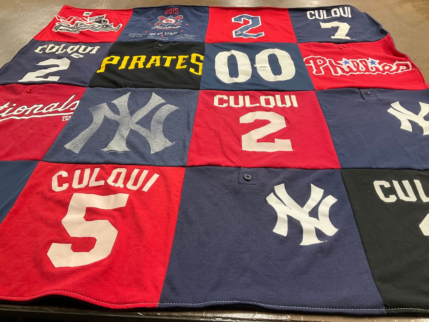 T-shirt quilt featuring pittsburgh pirates, washington nationals by Bridget from CA