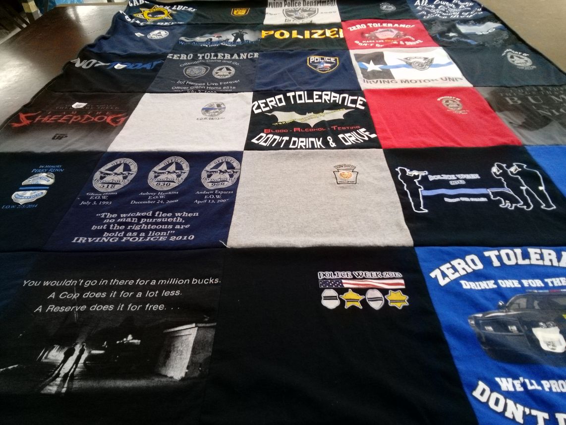 T-shirt quilt with law enforcement, police themes by Mark from TX