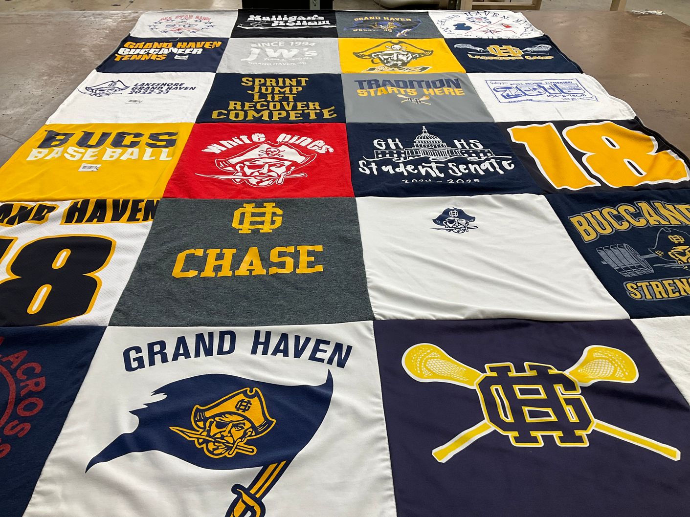 T-shirt quilt featuring grand haven buccaneers by Laura from MI