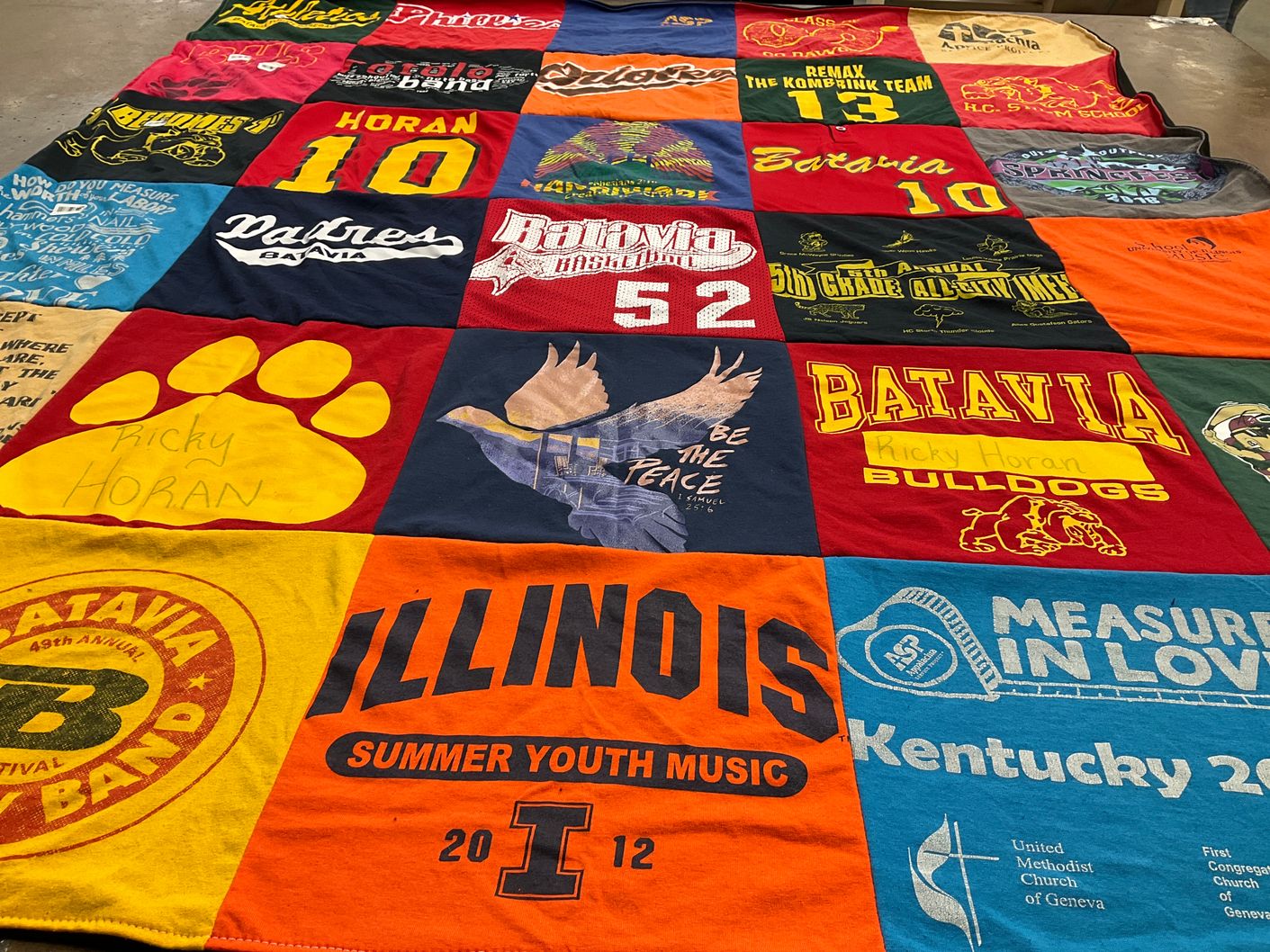 T-shirt quilt featuring batavia bulldogs by Heidi from IL