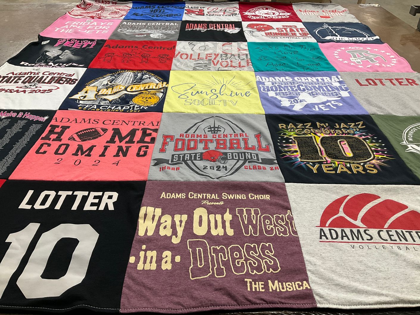T-shirt quilt from adams central high school by Carla from IN