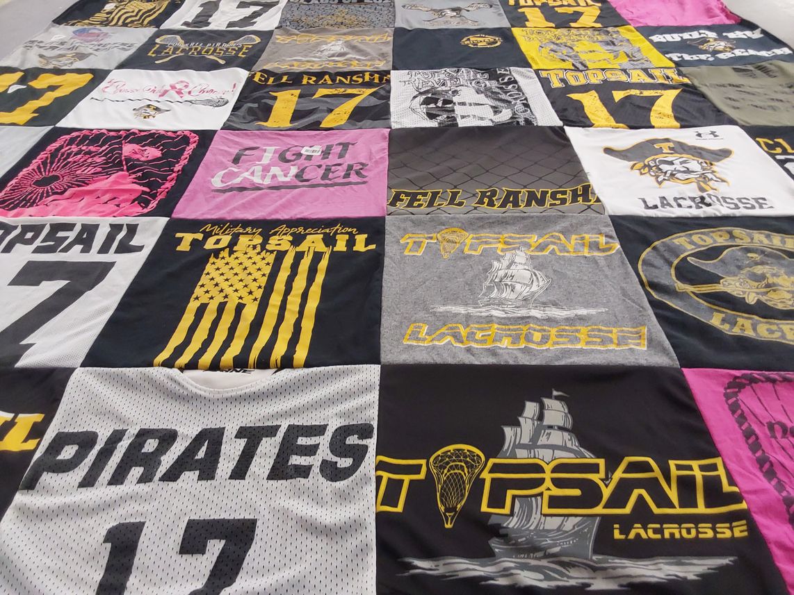 T-shirt quilt featuring topsail pirates by Rebecca from NC