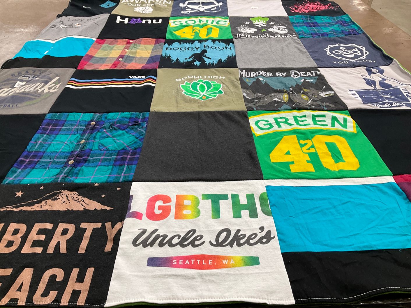 T-shirt quilt with music, lgbt rights themes by Sherry from OH