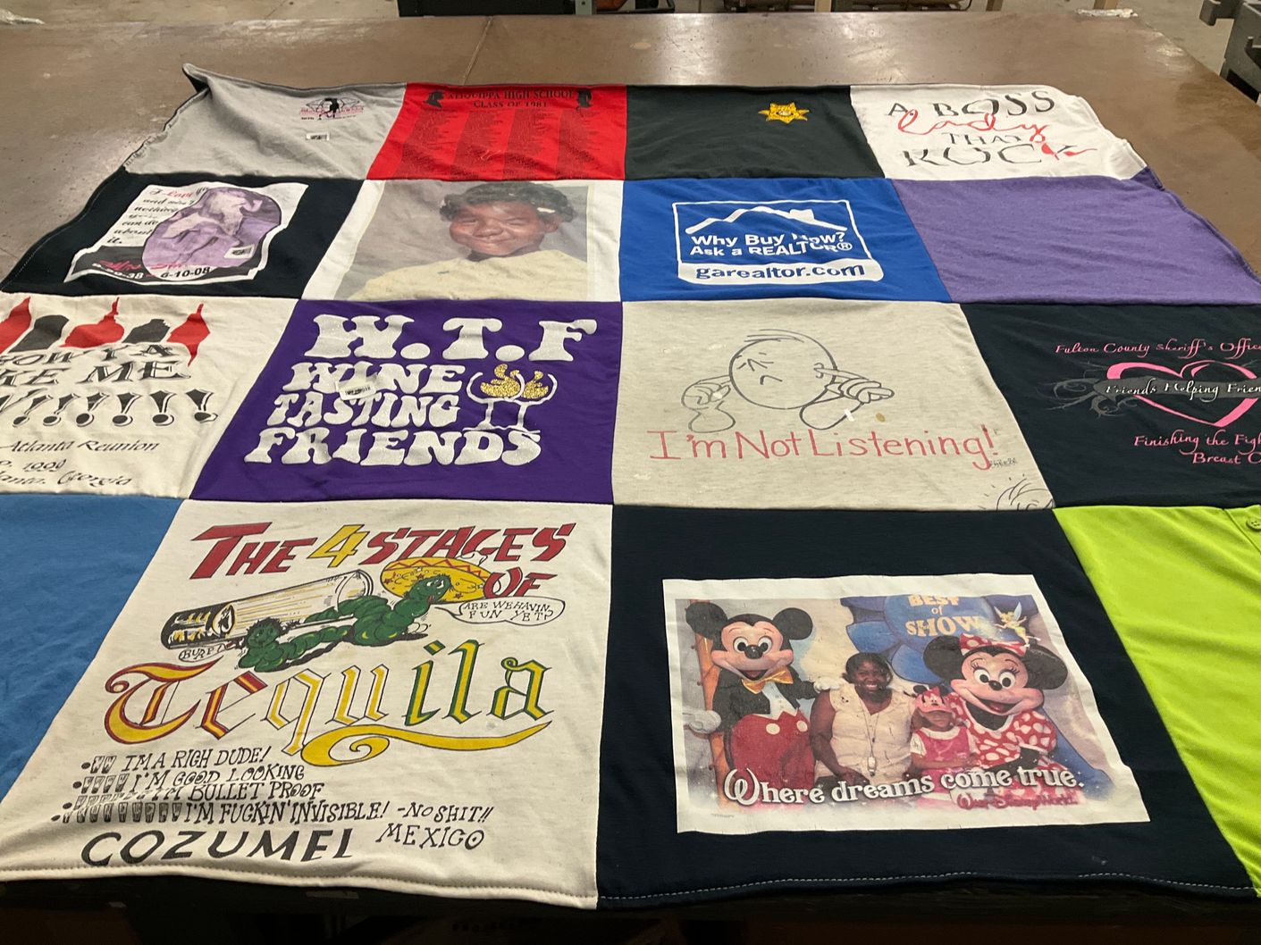T-shirt quilt from falcon county high school by ruby from GA