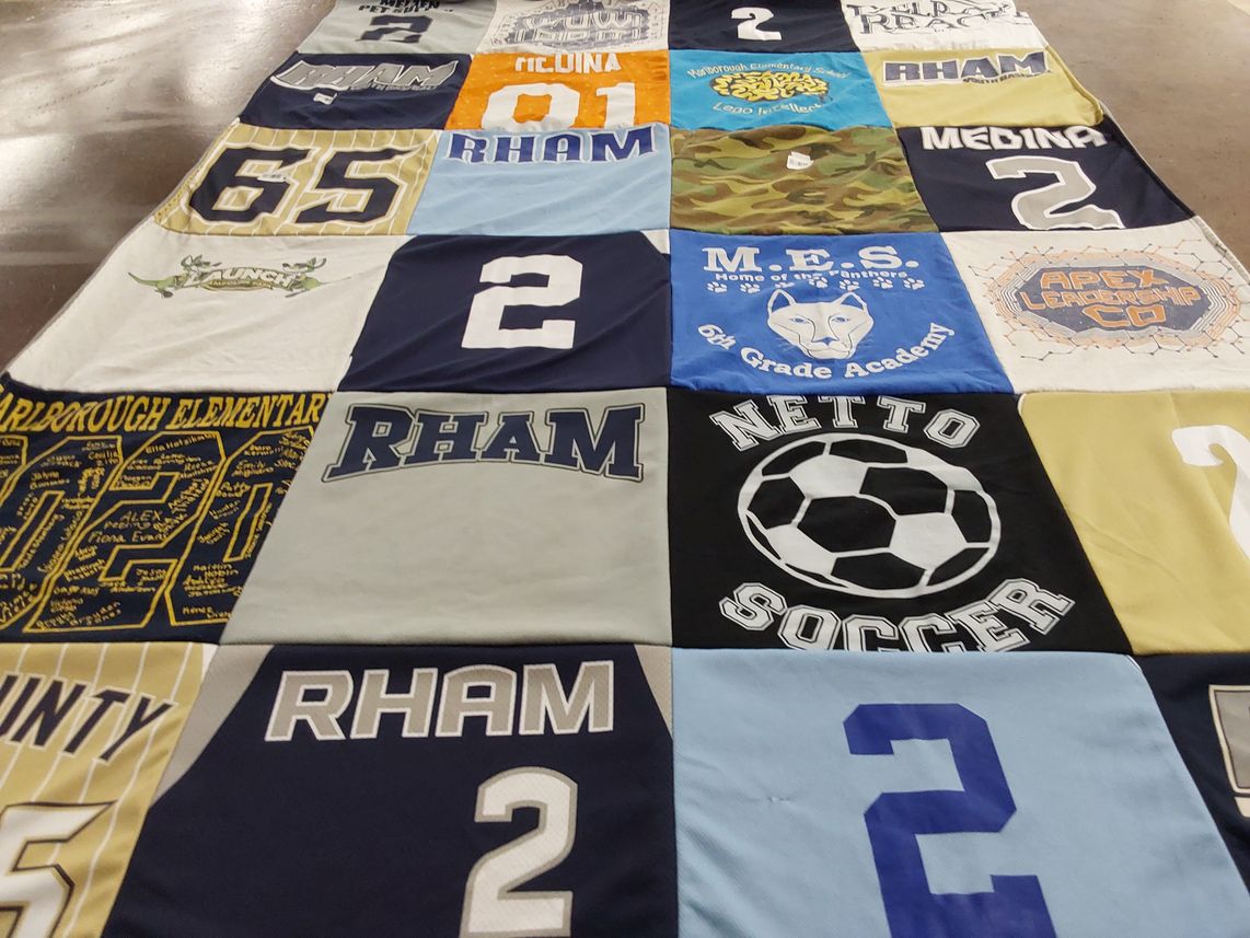 T-shirt quilt featuring rham high school soccer by Melissa from CT