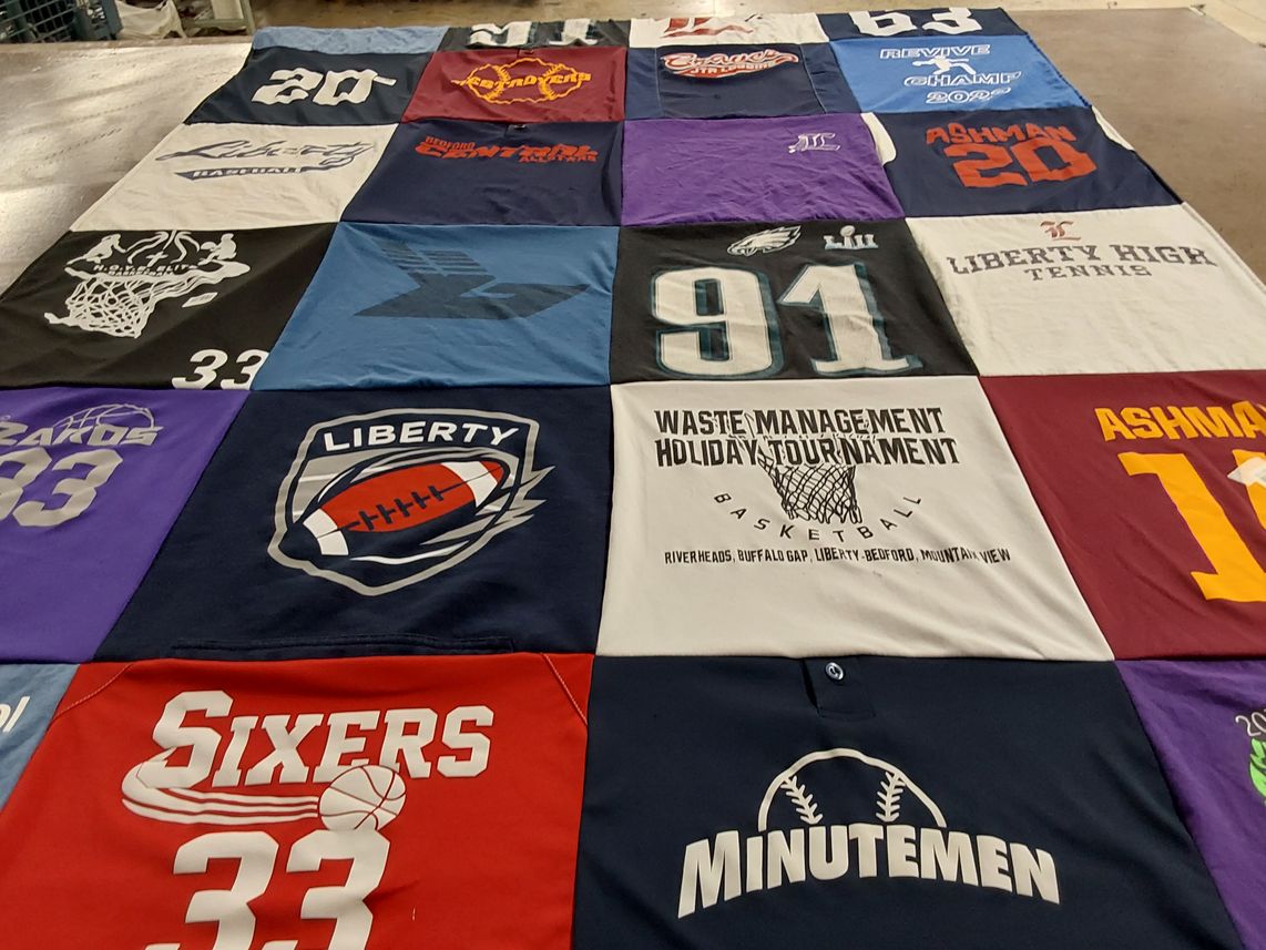 T-shirt quilt featuring sixers, liberty high football by Nicole from VA