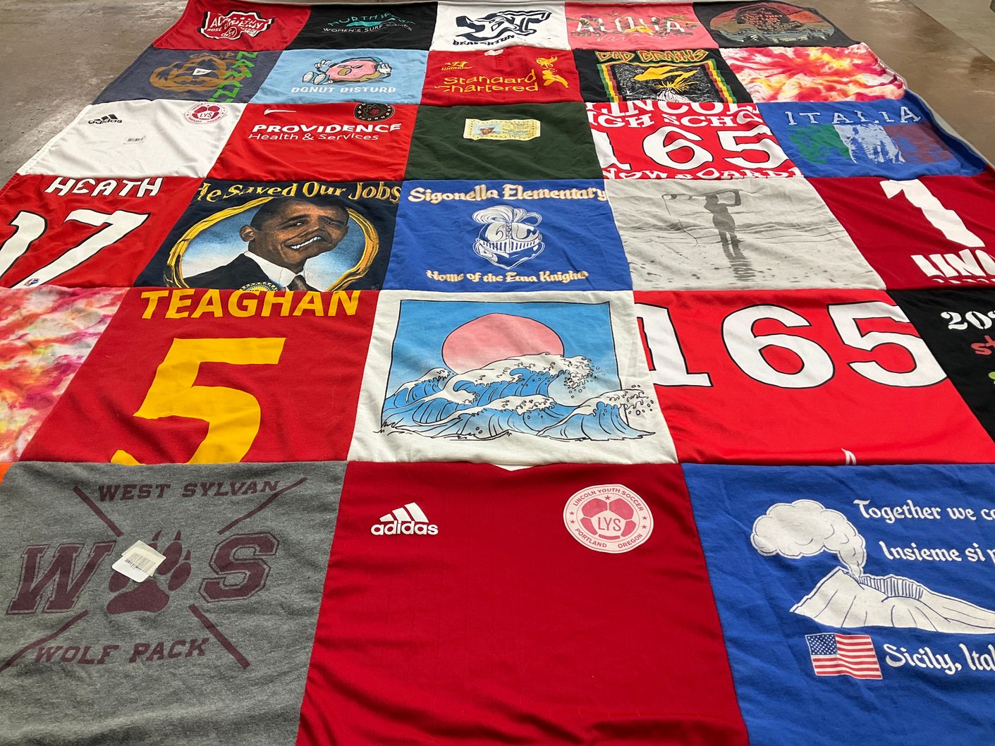 T-shirt quilt from lincoln high school, west sylvan middle school by Marcy from OR