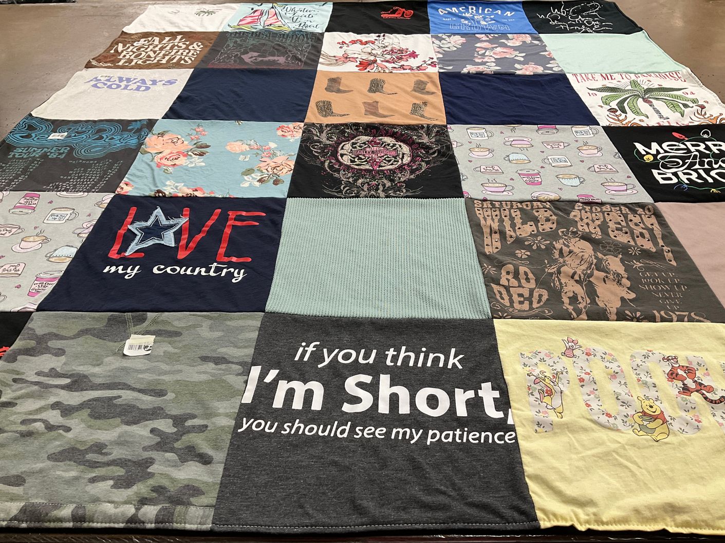 T-shirt quilt with country, humor themes by Amanda from AZ