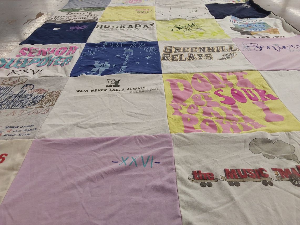 T-shirt quilt from greenhill school by Dorothy from TX