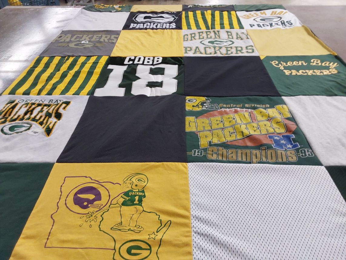 T-shirt quilt featuring green bay packers by Kayla from MN