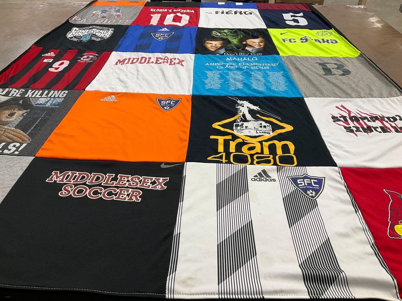 T-shirt quilt featuring sfc soccer club by Mary Ellen from MA