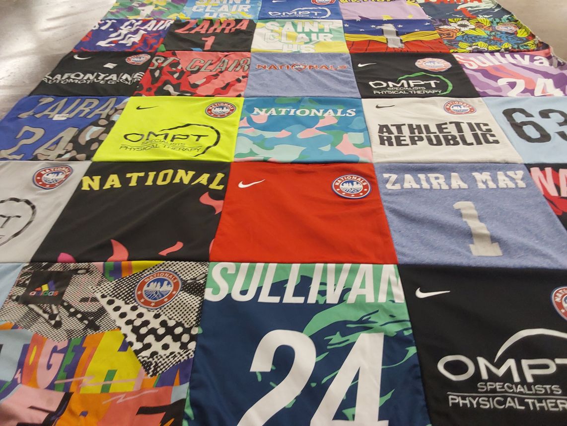T-shirt quilt featuring national soccer team by Jenny from MI