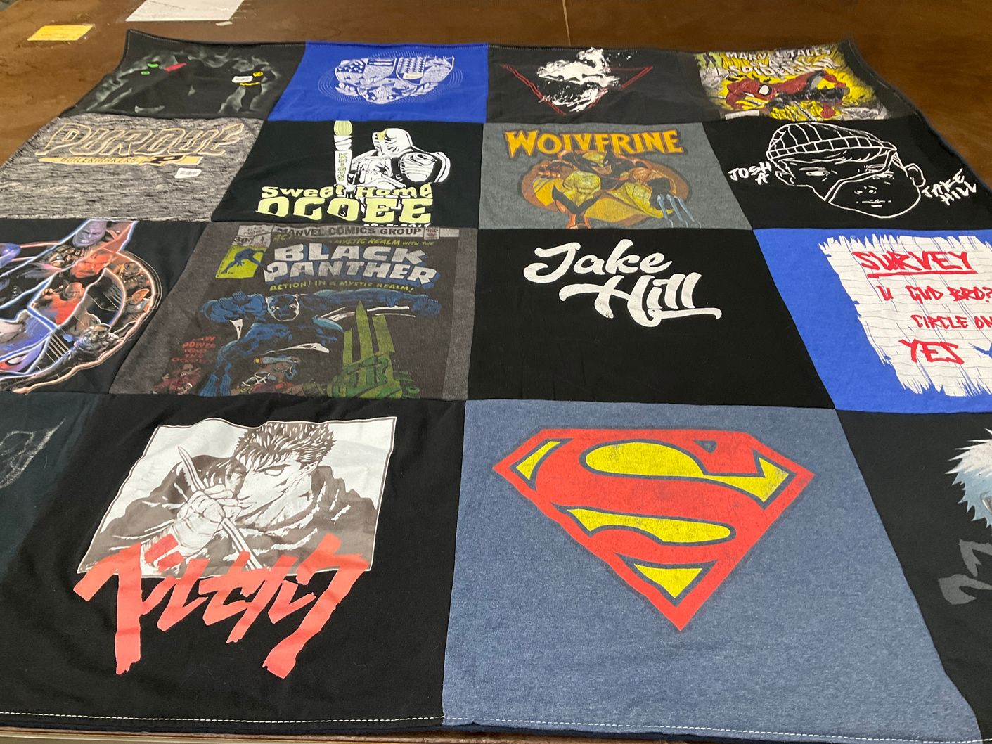 T-shirt quilt with comics, anime themes by Julie from FL