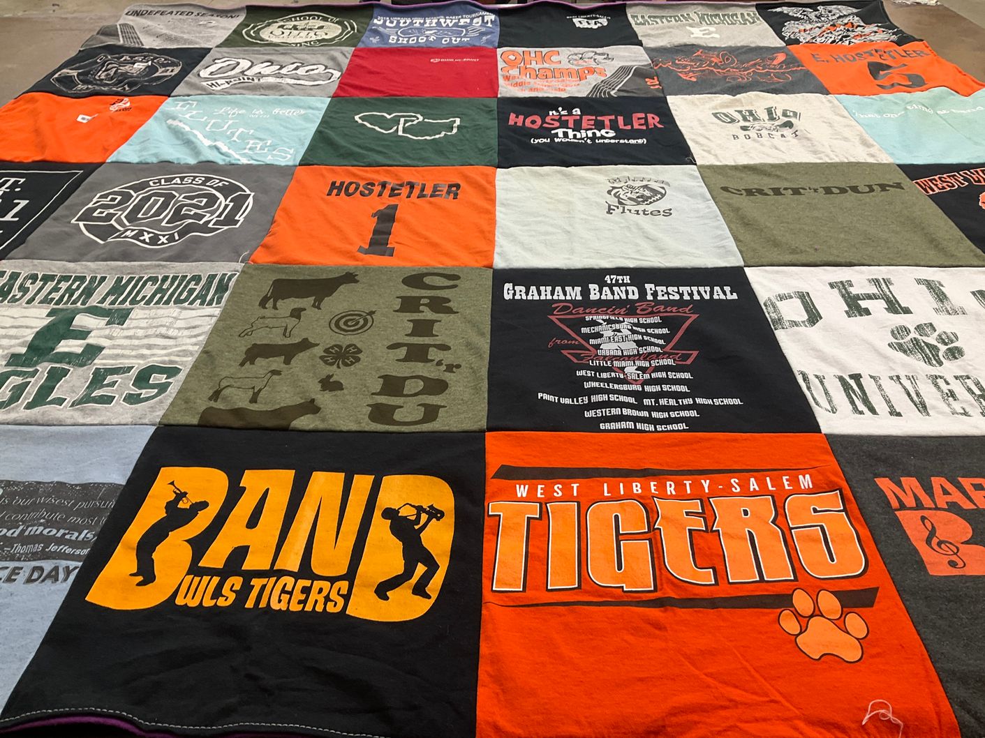 T-shirt quilt featuring wls tigers by April from OH