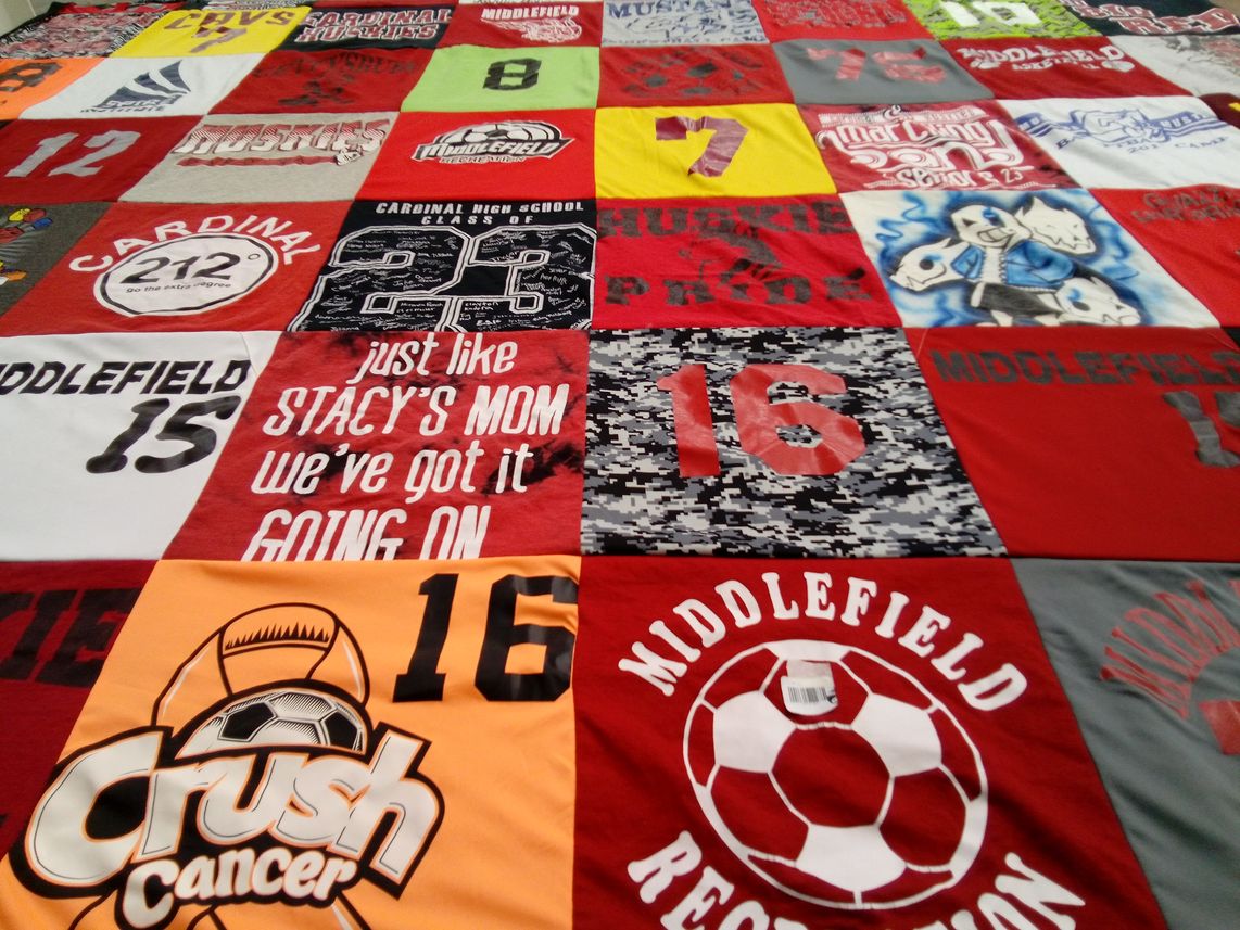T-shirt quilt featuring middlefield recreation by Danielle from OH