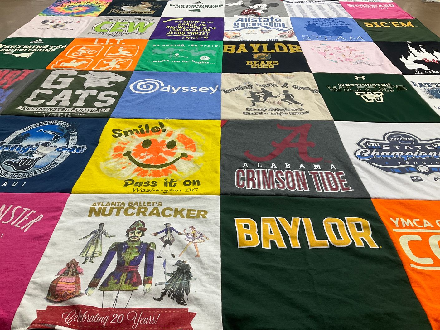 T-shirt quilt featuring alabama crimson tide, westminster football by Melvina from AL