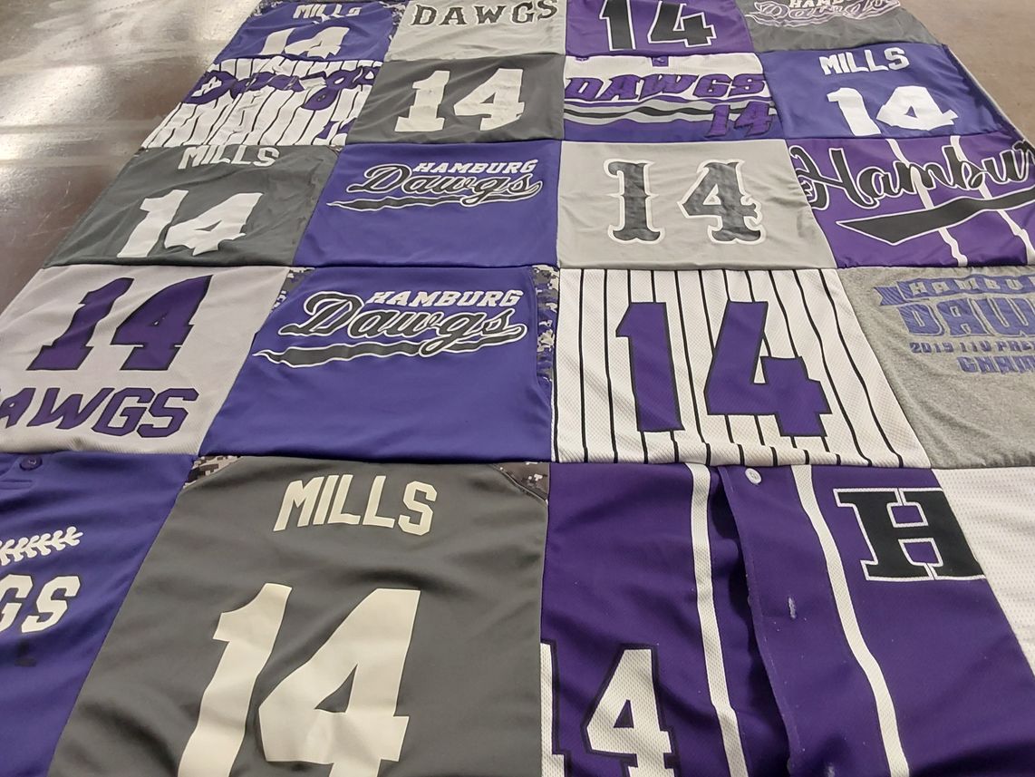 T-shirt quilt featuring hamburg daws, hamburg dawg by Julie from NY