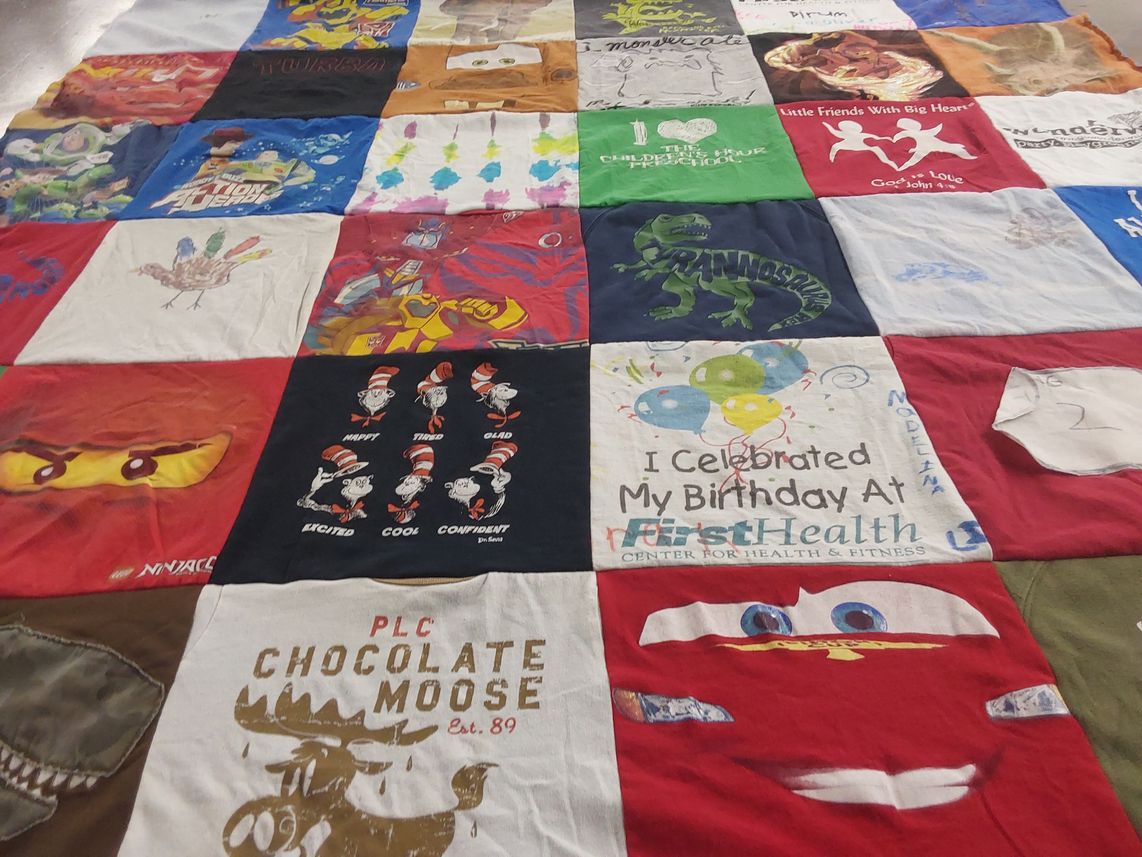 T-shirt quilt with children, birthdays themes by Nancy from TN