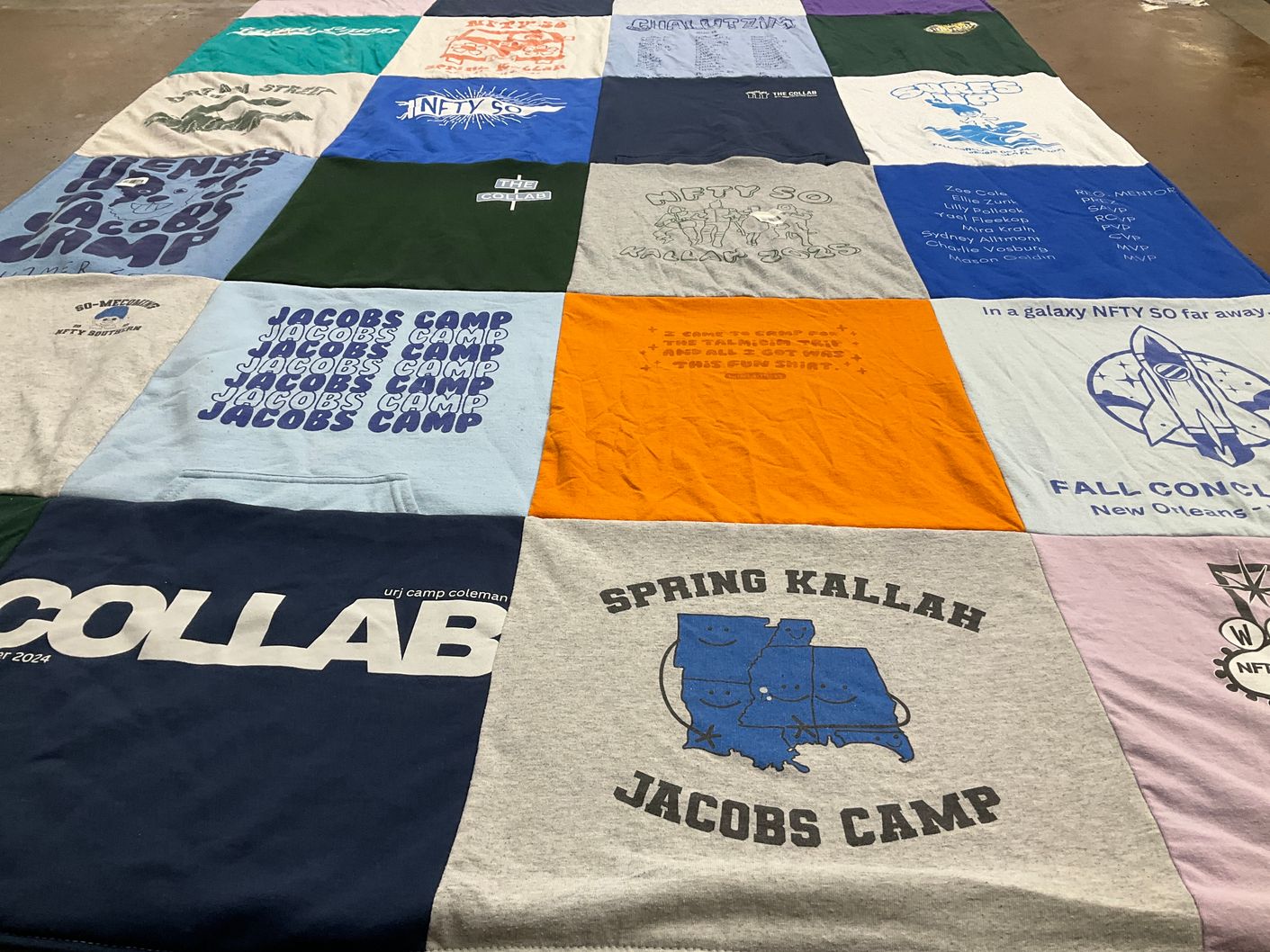 T-shirt quilt with camping, youth themes by Sylvia from AR