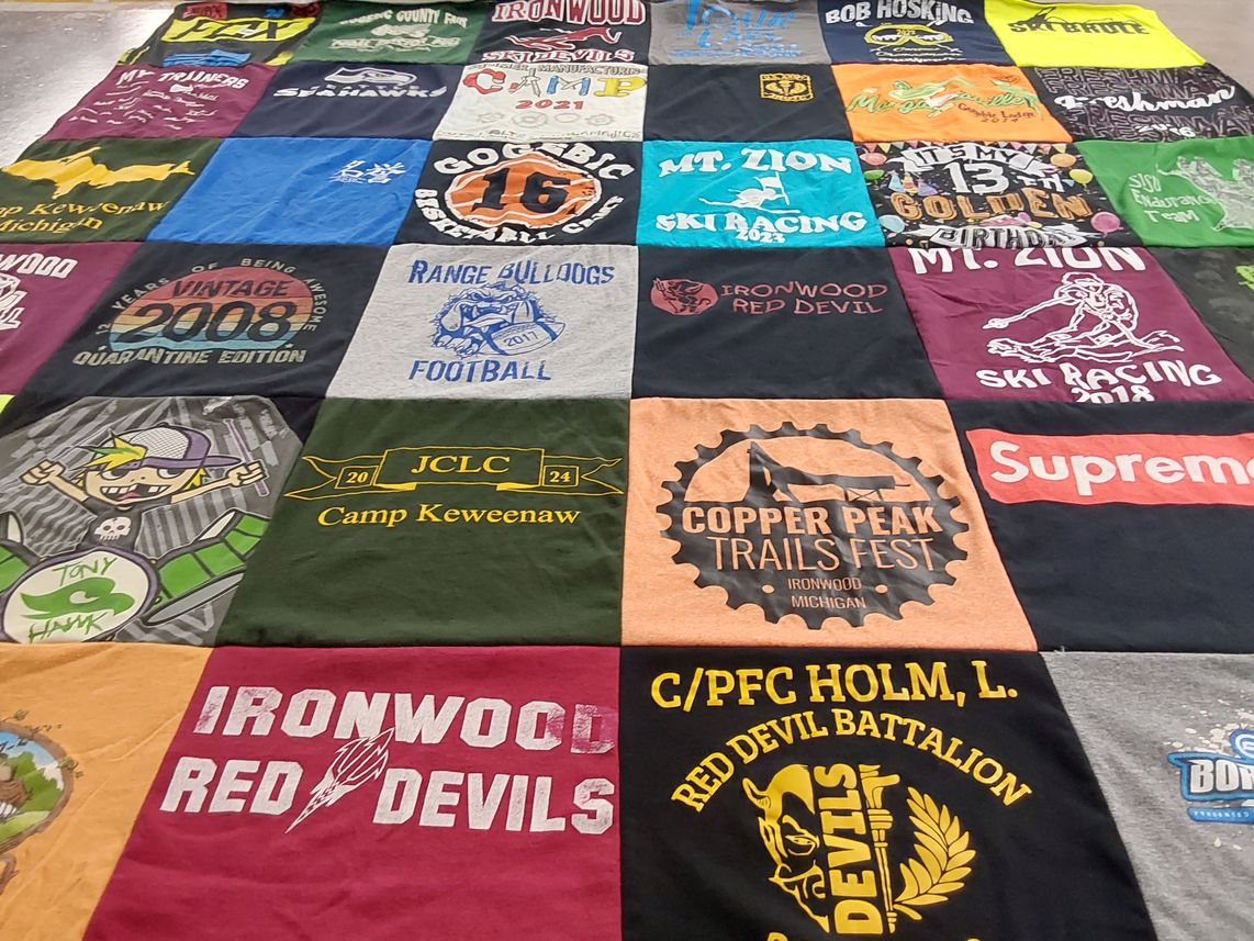 T-shirt quilt featuring ironwood red devils by Margo from MI