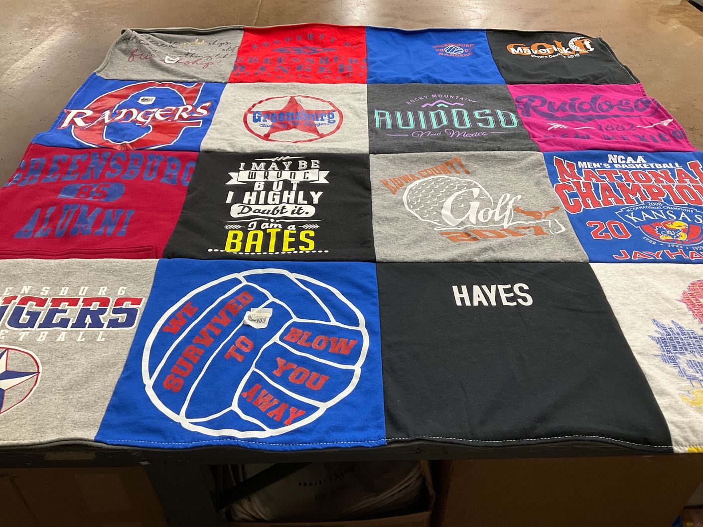 T-shirt quilt featuring greensburg rangers, greensburg rangers basketball by Lisa from KS
