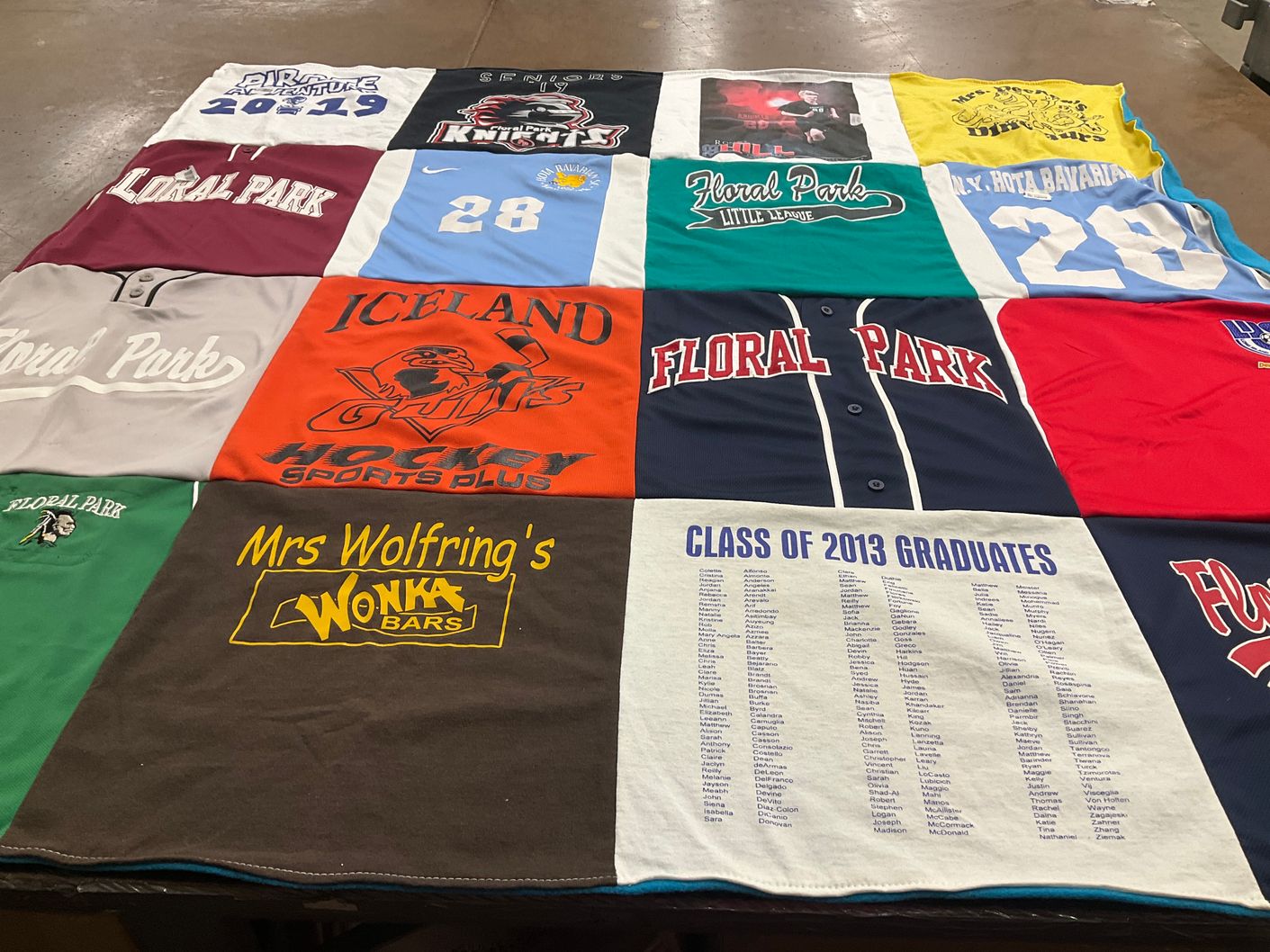 T-shirt quilt featuring floral park knights by Karen from NY