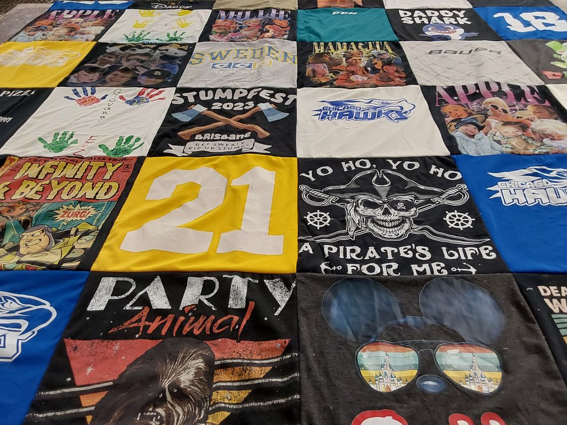 T-shirt quilt featuring chicago hawk by Jack from IL