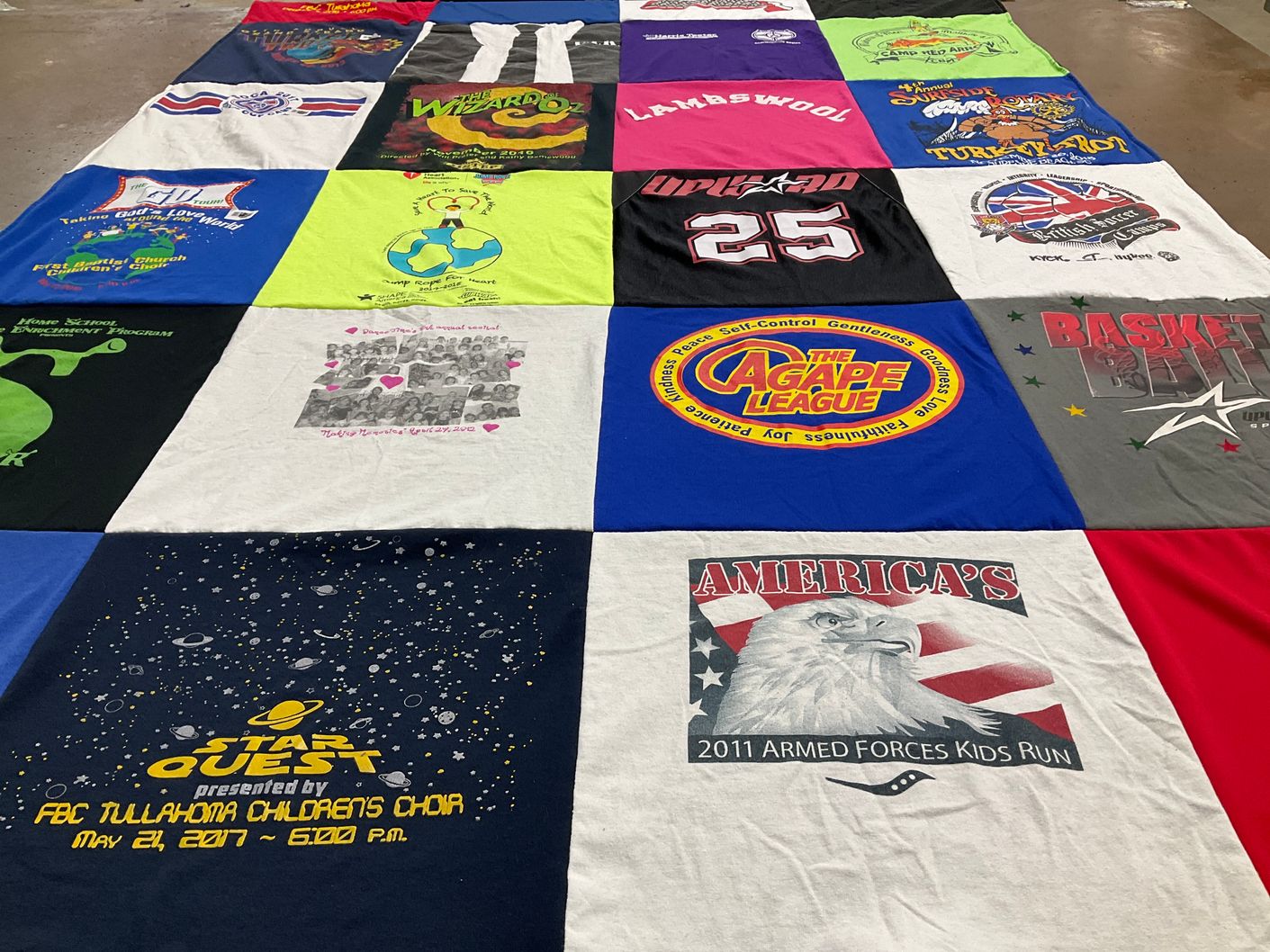 T-shirt quilt with children's activities, basketball themes by vanessa from NH