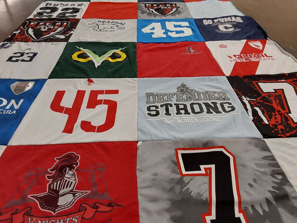 T-shirt quilt from day middle school by Jessica from CA