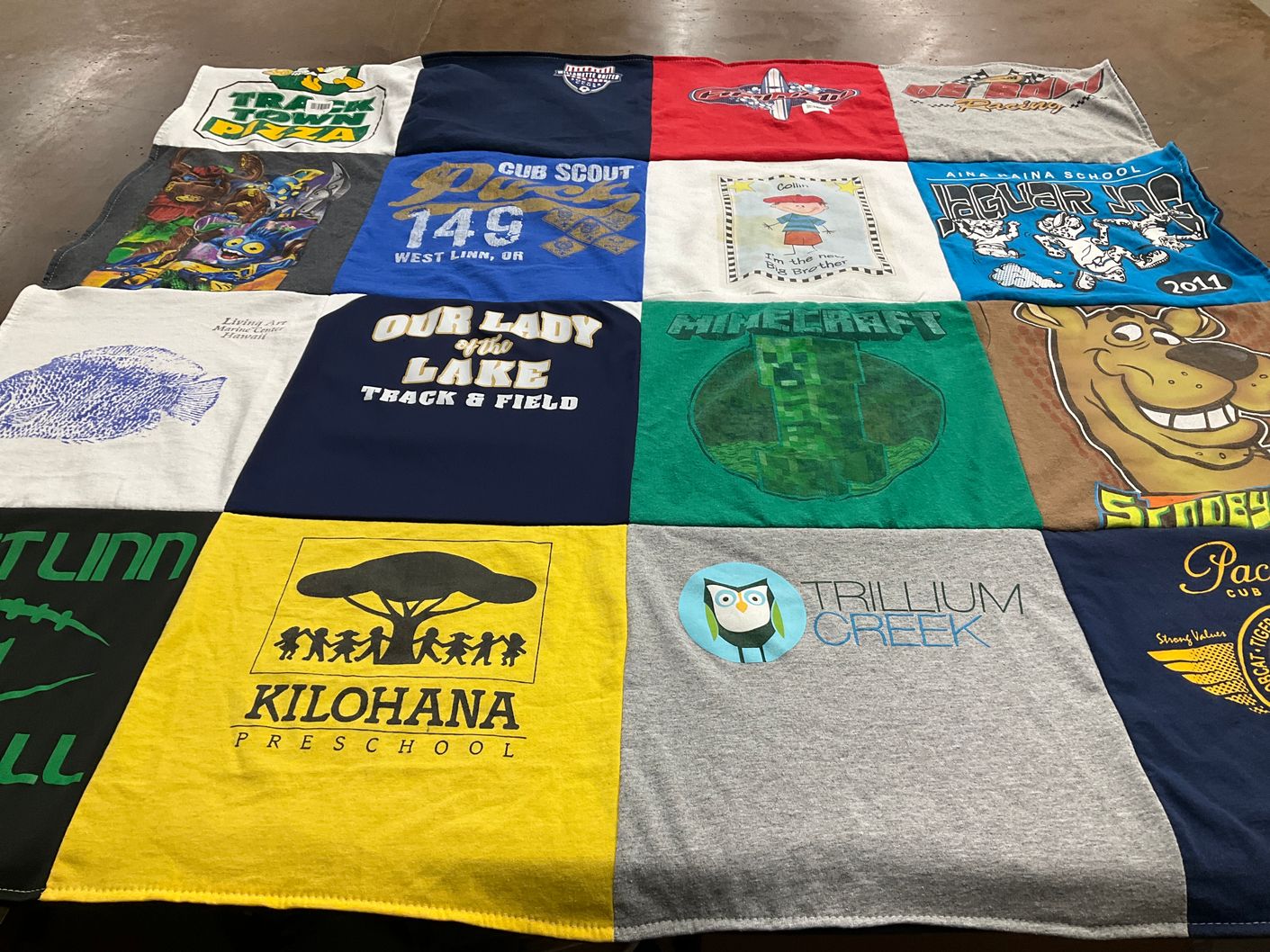 T-shirt quilt from our lady of the lake track and field, aina haina school by Kelleen from OR