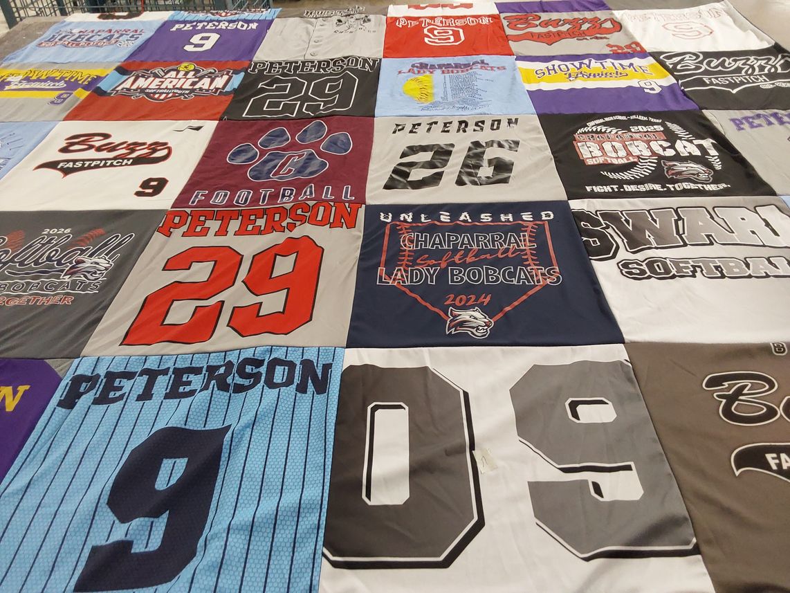 T-shirt quilt featuring chaparral softball by Kathryn from TX