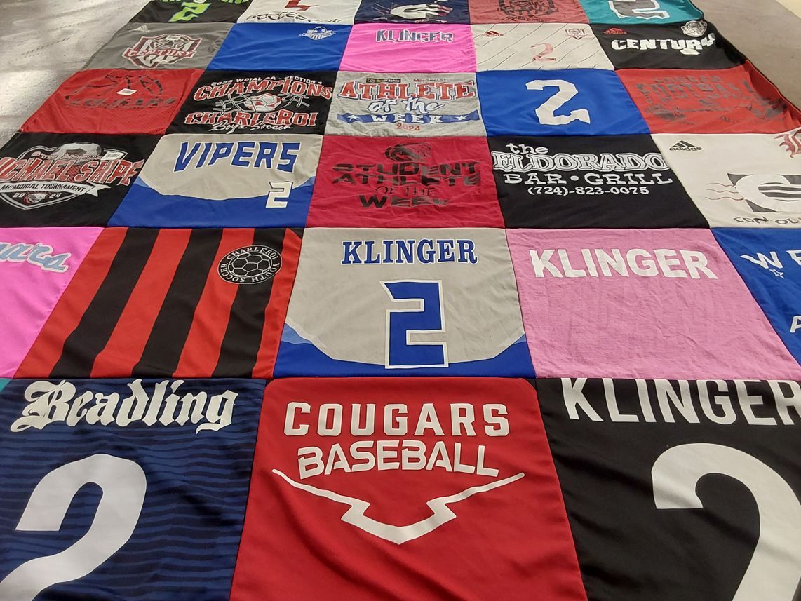 T-shirt quilt featuring cougars baseball by Marci from PA