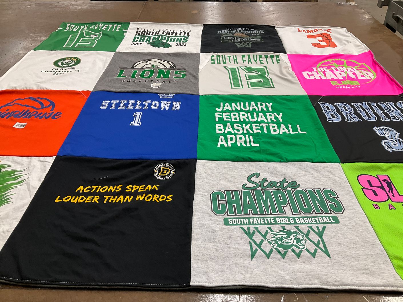 T-shirt quilt from south fayette high school by Laura from PA