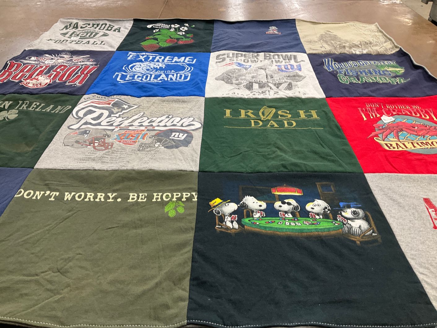 T-shirt quilt featuring new york giants, boston red sox by Cathryn from MA