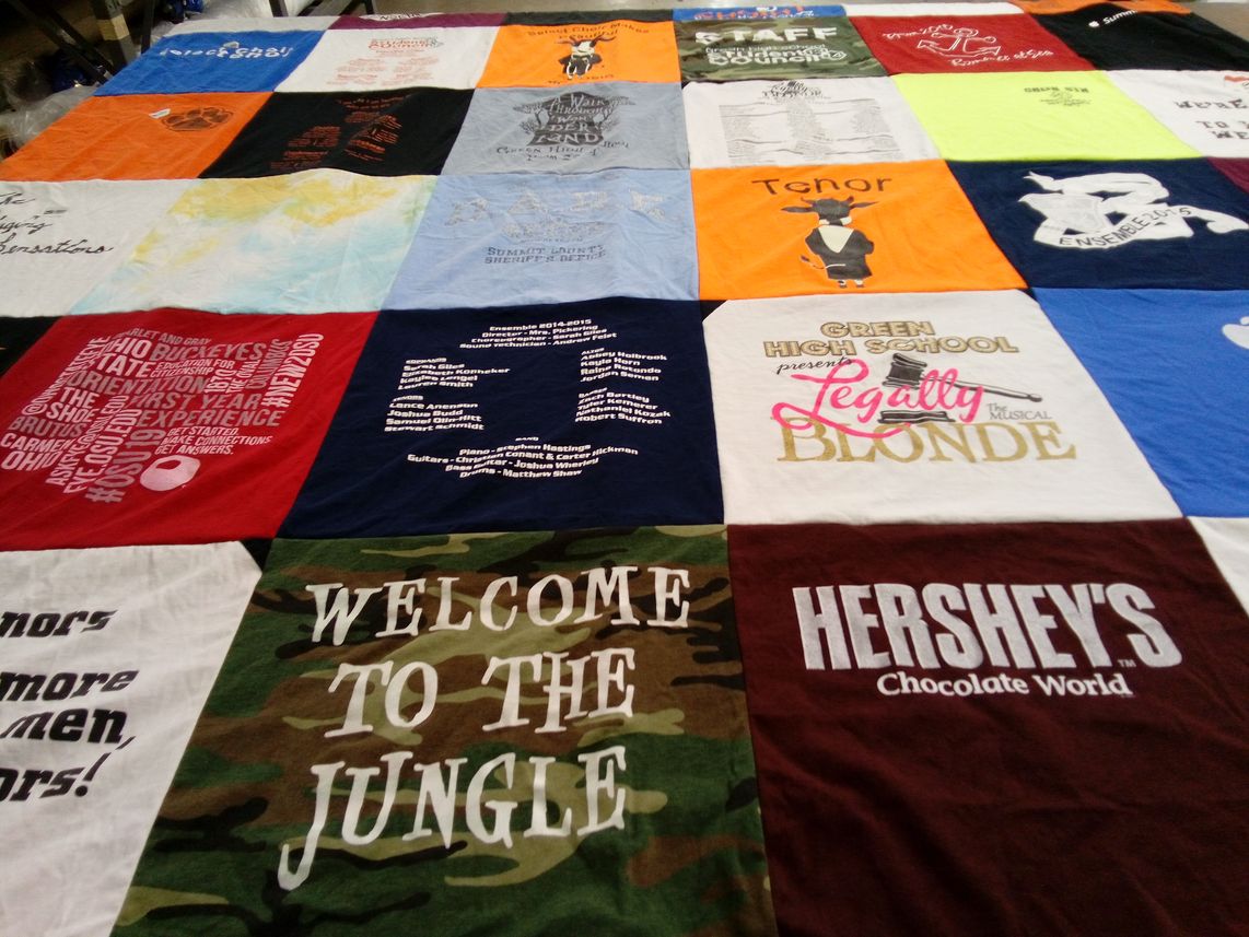 T-shirt quilt from green high school by Yvette from OH