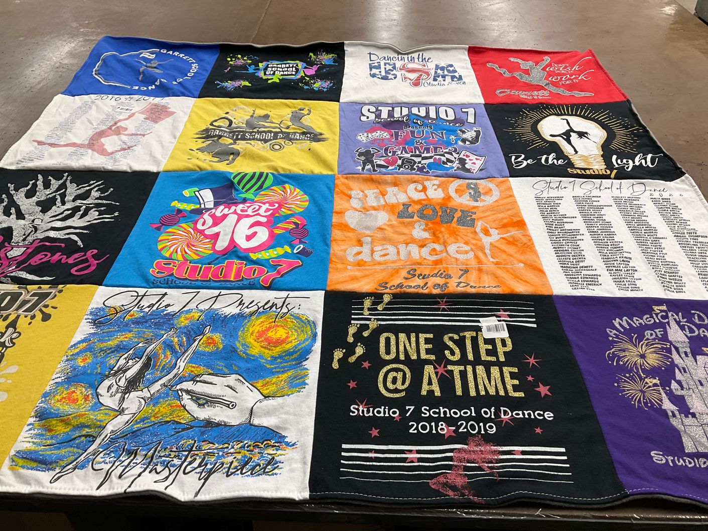 T-shirt quilt from garrett school of dance, studio 7 school of dance by Christa from PA