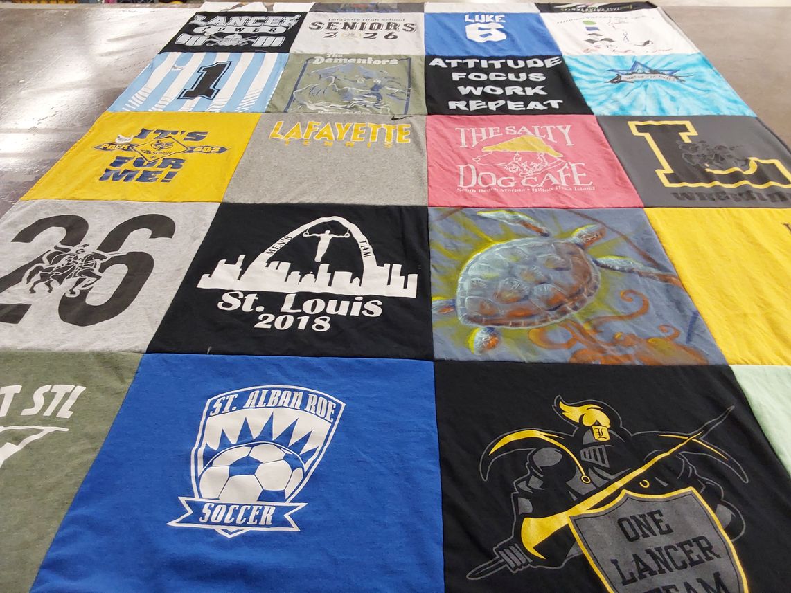 T-shirt quilt featuring lancers soccer by Jennifer from MO