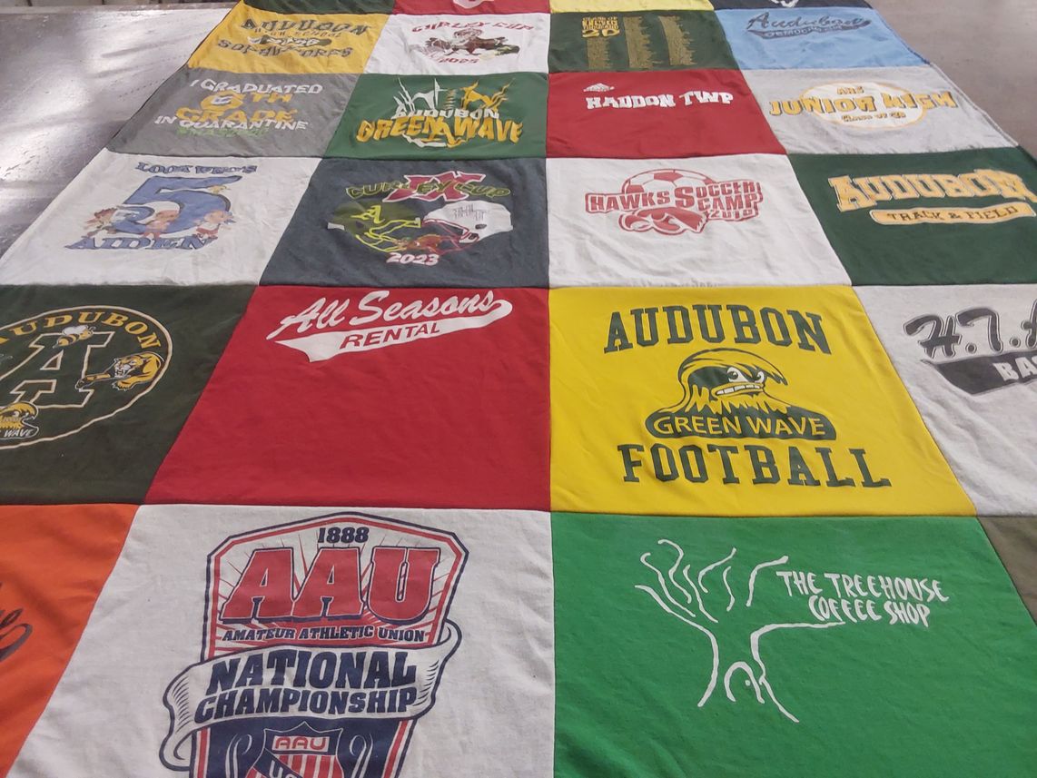 T-shirt quilt featuring audubon green wave football by Lisa from NJ