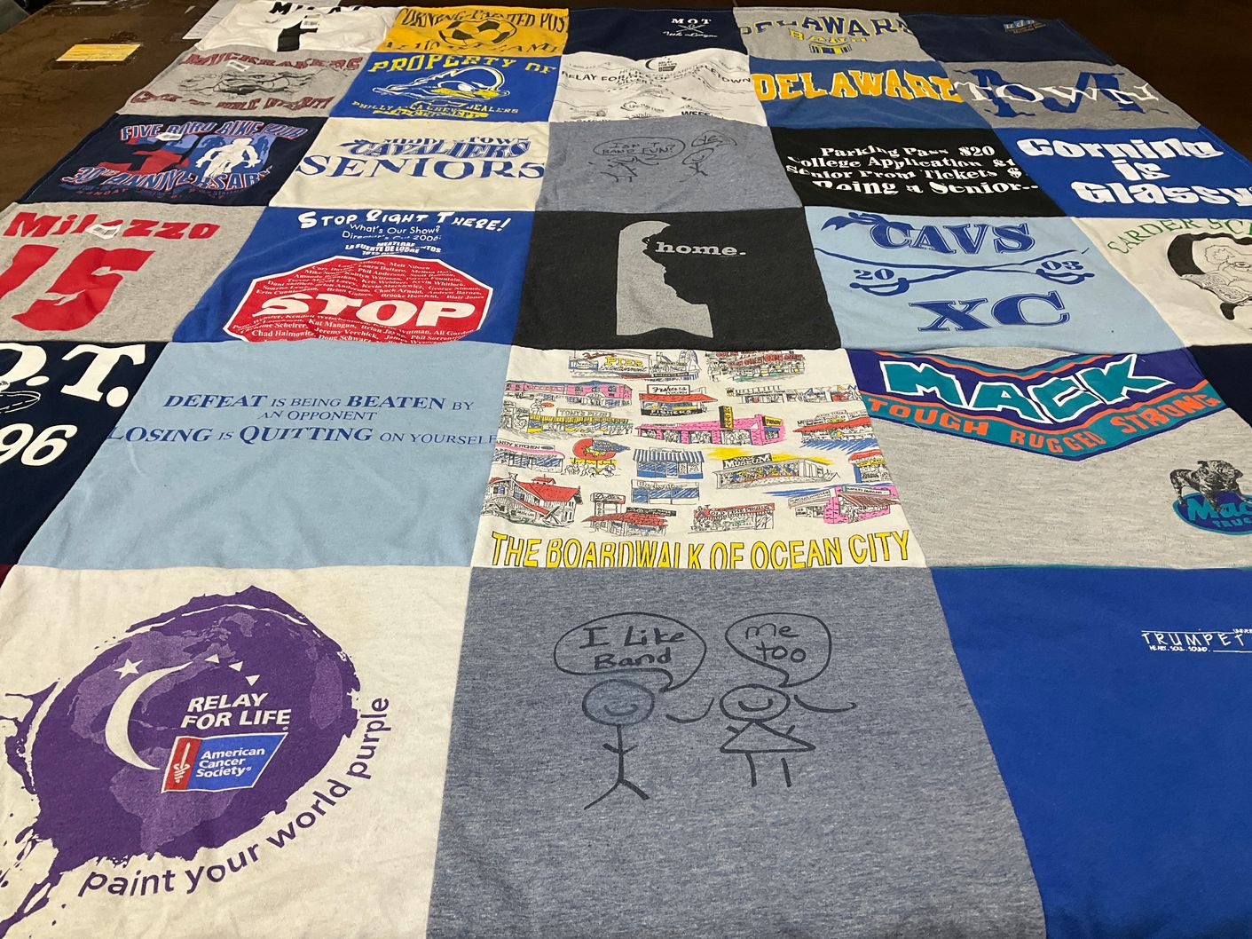T-shirt quilt from delaware state university, ocean city high school by Laura from DE