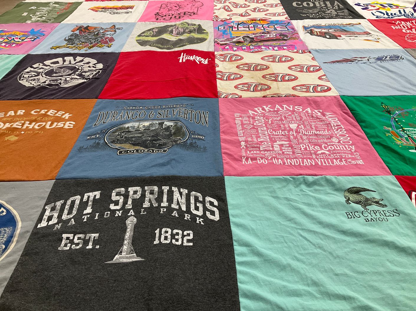 T-shirt quilt with travel, nature themes by Traci from NE