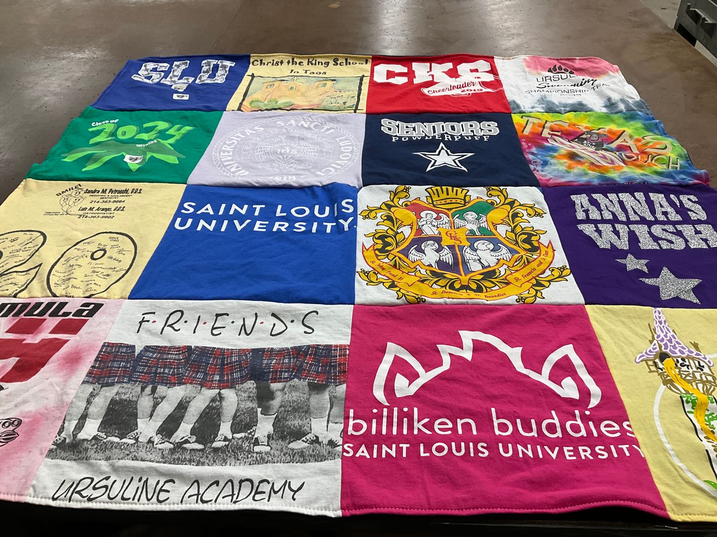 T-shirt quilt from saint louis university, ursuline academy by Mary from TX