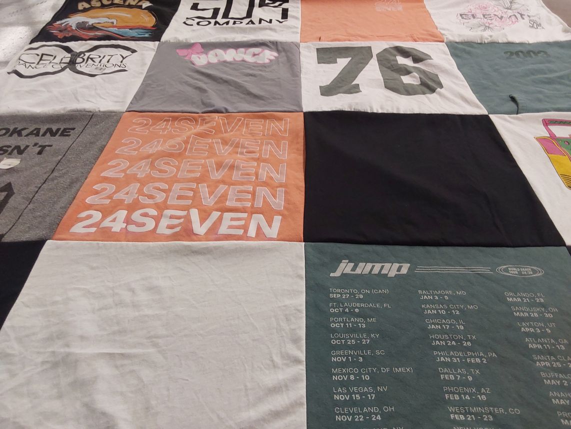 T-shirt quilt with dance themes by Libby from WA