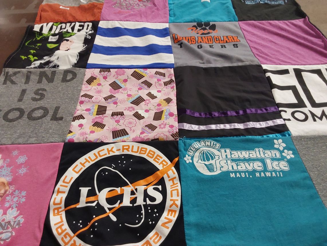 T-shirt quilt from lewis and clark high school by Libby from WA
